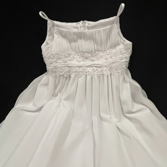 David's Bridal Spaghetti Strap Chiffon Baby Doll Flower Girl Dress with Jacket - Picture 7 of 11